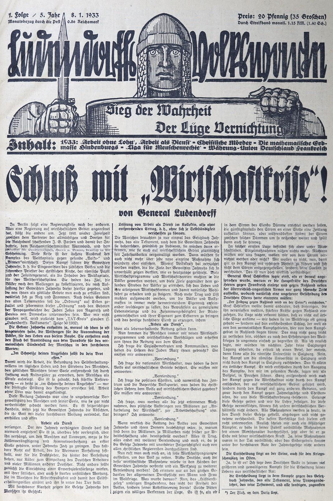 Ludendorffs Volkswarte. | Bild Nr.1