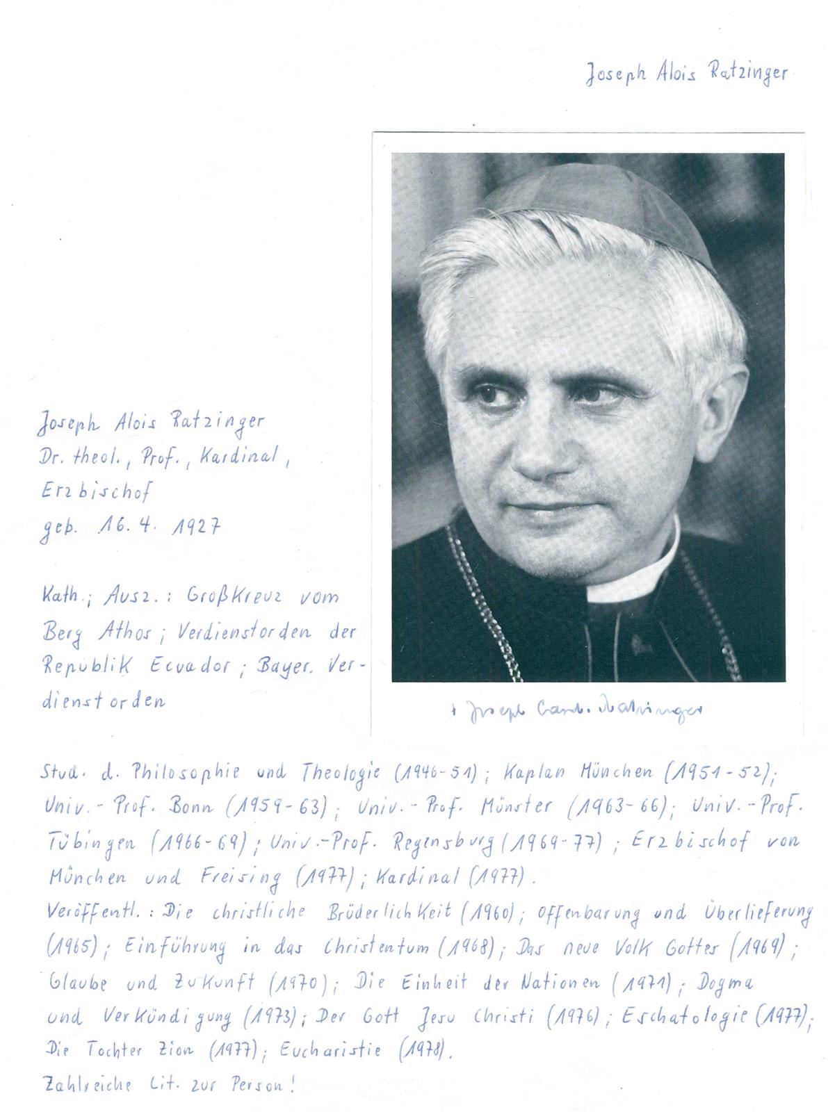 Ratzinger, Joseph Alois | Bild Nr.1