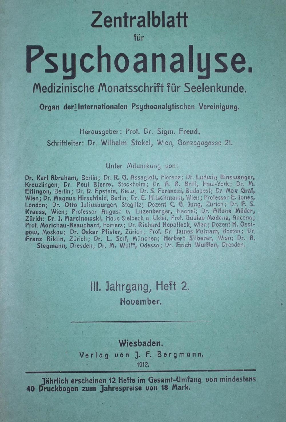 Zentralblatt für Psychoanalyse. | Bild Nr.1