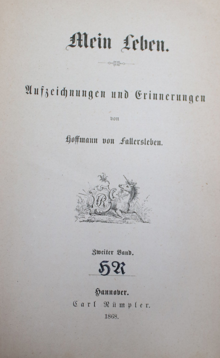 Hoffmann von Fallersleben,(A.H.). | Bild Nr.1