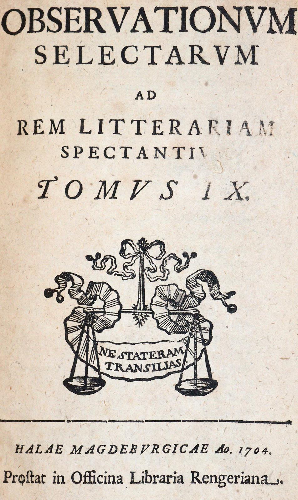 Observationum Selectarum | Bild Nr.1